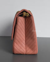 Chanel Reissue 2.55 226 Medium | Sakura Pink Calfskin Brushed Gold Hardware-details