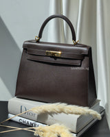 Hermes Kelly 28 | Macassar Dark Brown Epsom Gold Hardware