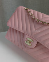 Classic Flap Chevron Medium | 21S Light Pink Caviar Light Gold Hardware