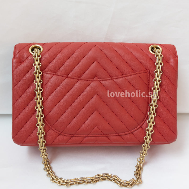 Chanel Reissue 2.55 225 Small | Coral Red Calfskin Gold Hardware