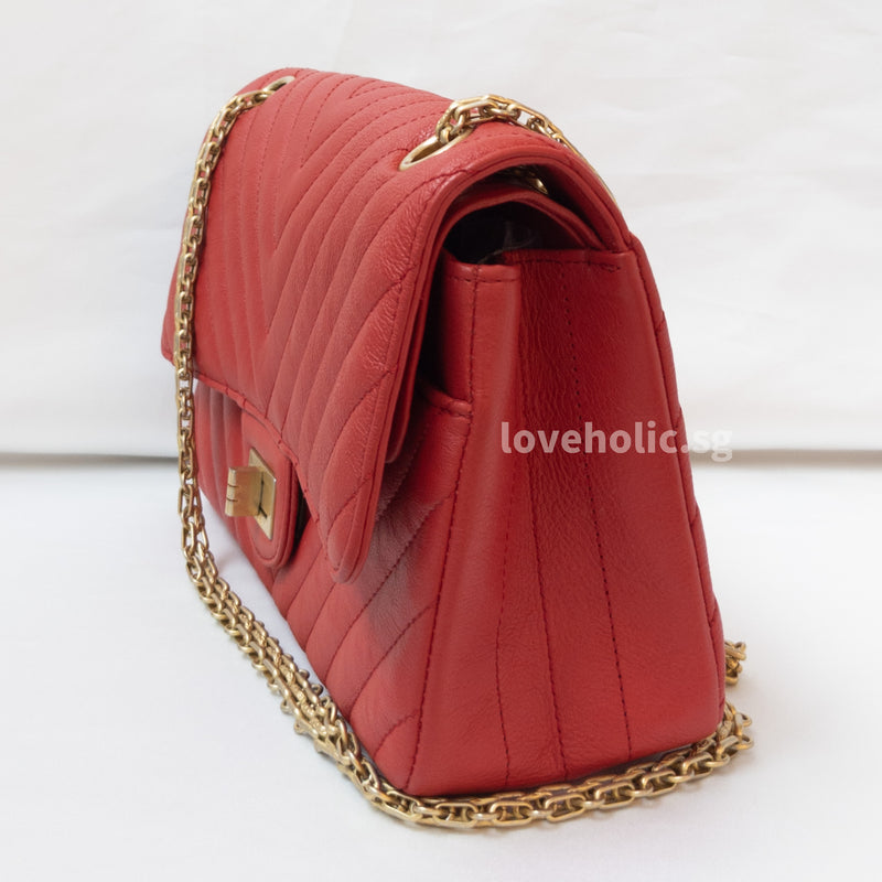 Chanel Reissue 2.55 225 Small | Coral Red Calfskin Gold Hardware