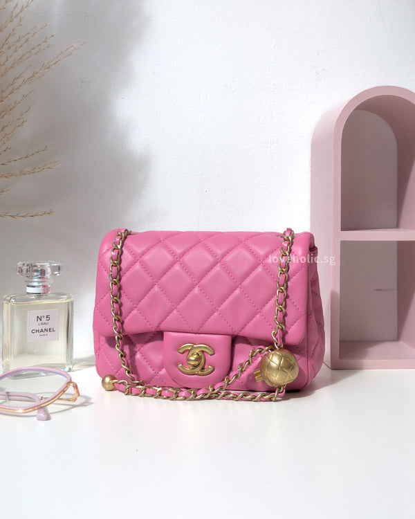 Chanel Pearl Crush Mini Square | Pink Lambskin Gold Hardware