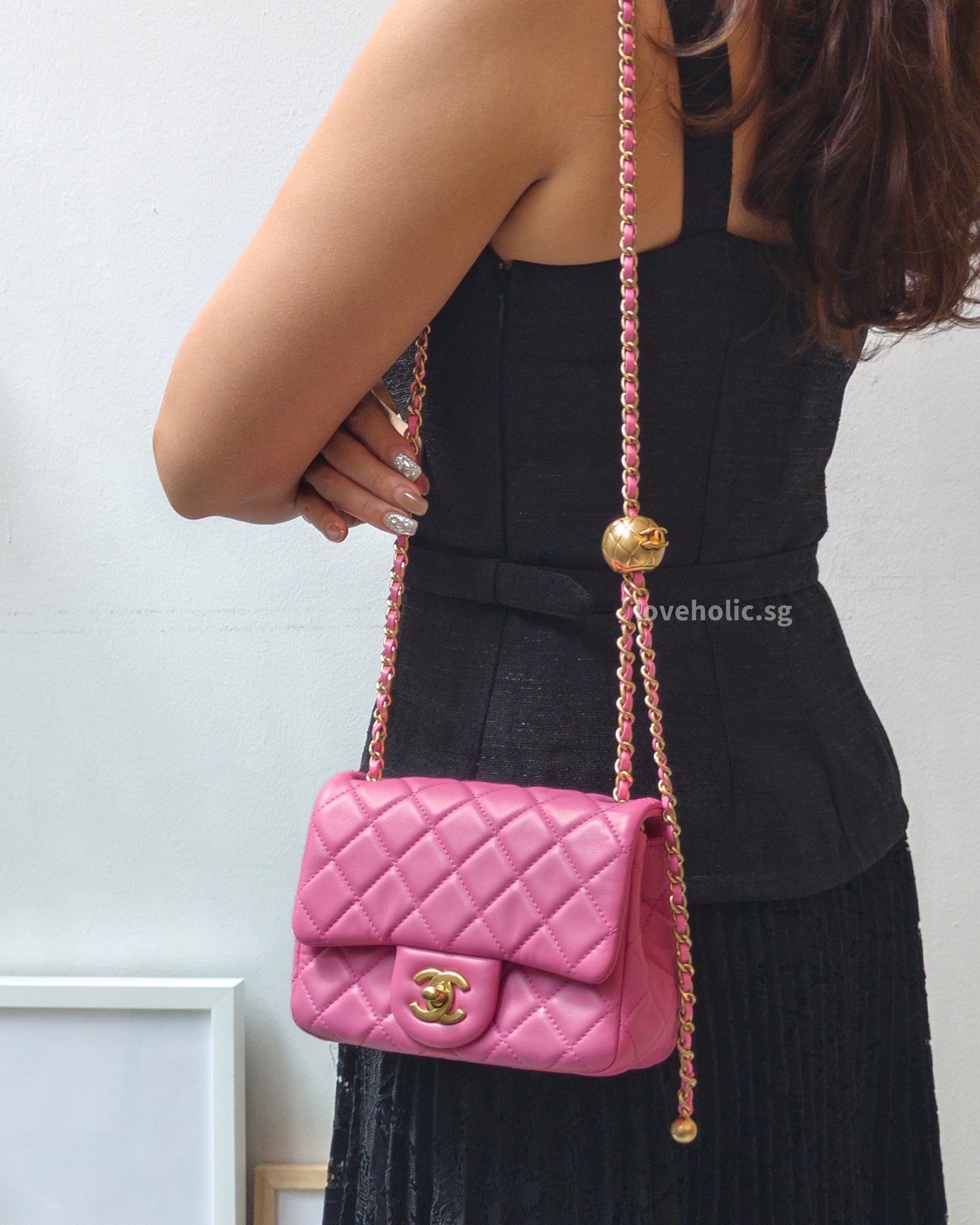 CHANEL Pearl Crush Mini Square | Pink Lambskin Gold Hardware – loveholic