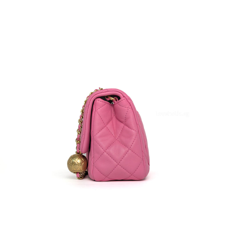 Chanel Pearl Crush Mini Square | Pink Lambskin Gold Hardware