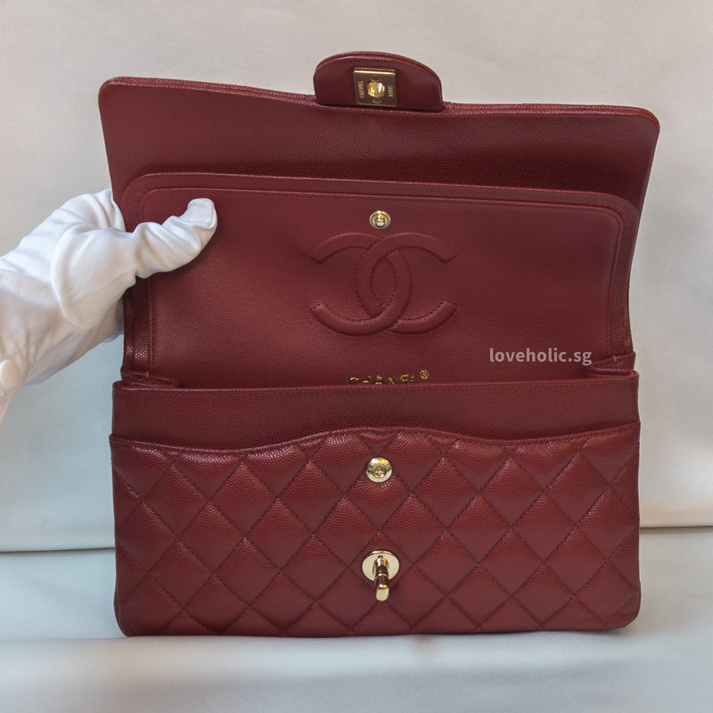 Chanel Classic Flap Medium | 19B Burgundy Caviar Gold Hardware