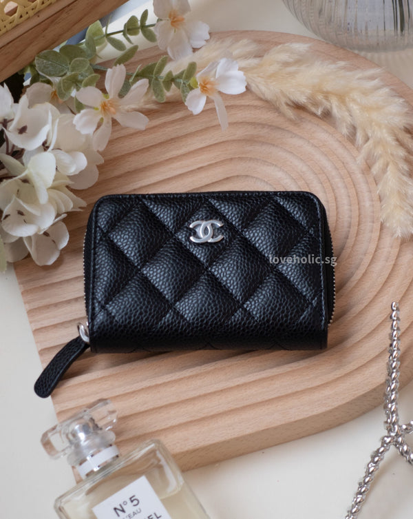 Chanel Classic Zipped Coin Purse  | Black Caviar Silver Hardware