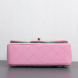 Mini Rectangle with Top Handle 23P Pink/Light Green Lambskin Gold Hardware
