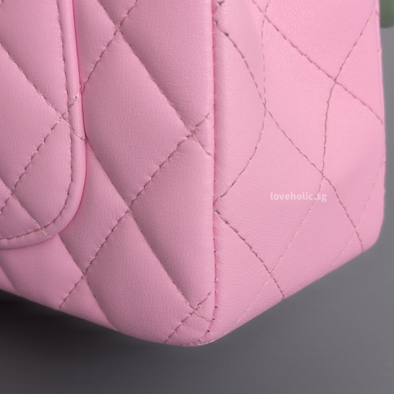 Mini Rectangle with Top Handle 23P Pink/Light Green Lambskin Gold Hardware