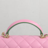 Mini Rectangle with Top Handle 23P Pink/Light Green Lambskin Gold Hardware