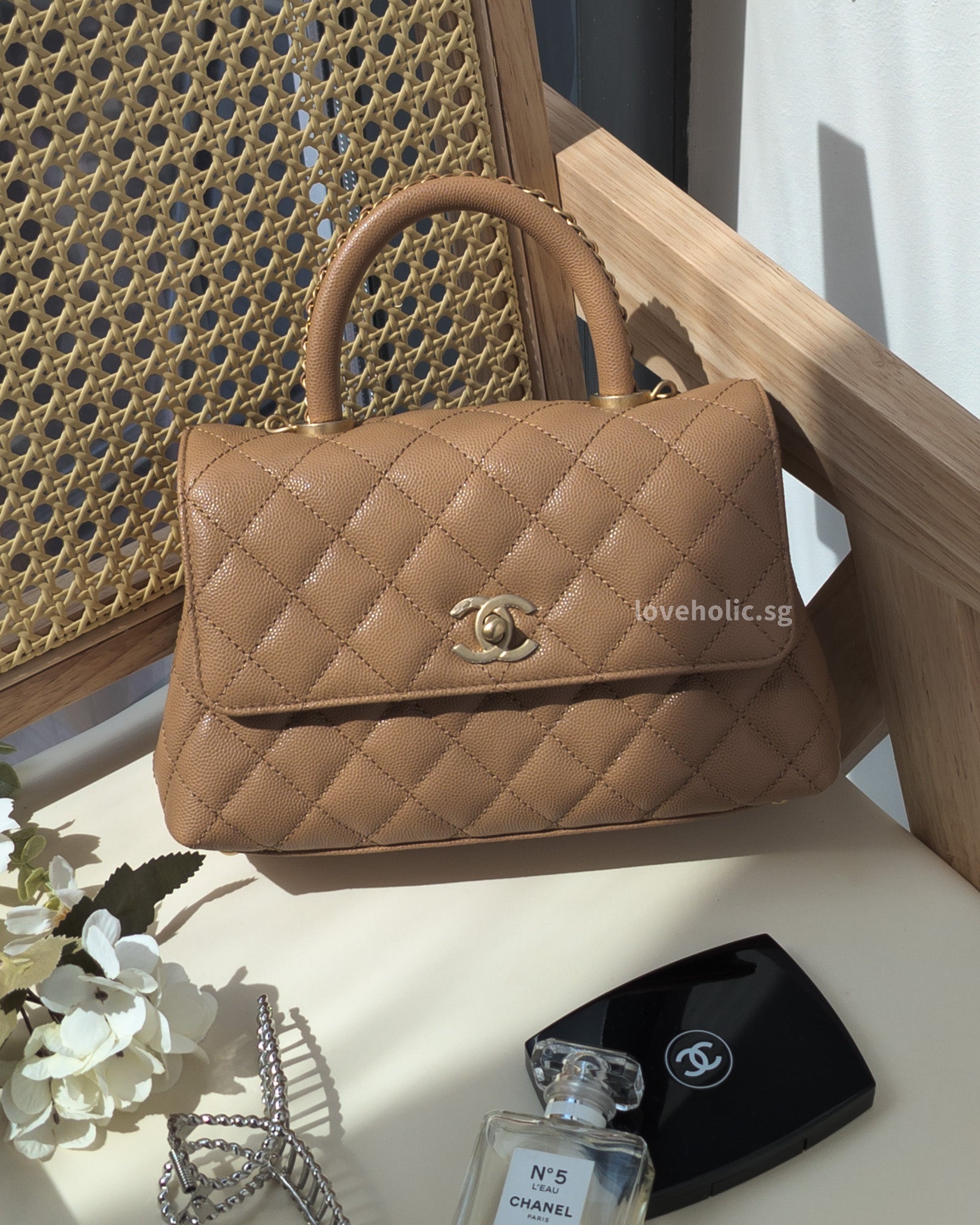 Coco handle leather handbag Chanel Beige in Leather - 36901694