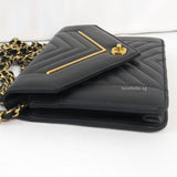 Chanel Envelop Wallet On Chain  | Black Calfskin Gold Hardware