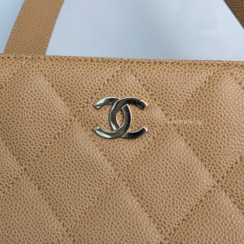 Chanel Vintage Large Shopping Bag  | Beige Caviar Gold Hardware