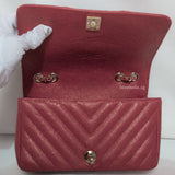Chanel Statement Flap Bag Mini Rectangle | Iridescent Burgundy Caviar Gold Hardware