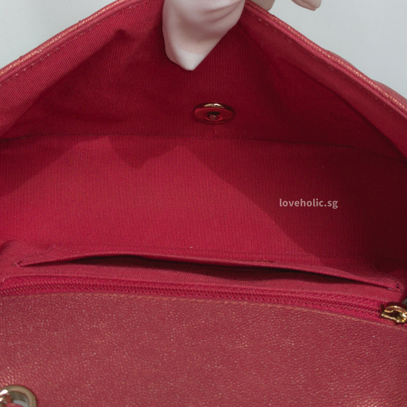 Chanel Statement Flap Bag Mini Rectangle | Iridescent Burgundy Caviar Gold Hardware