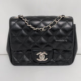 Chanel Classic Flap Mini Square | Black Lambskin Silver Hardware