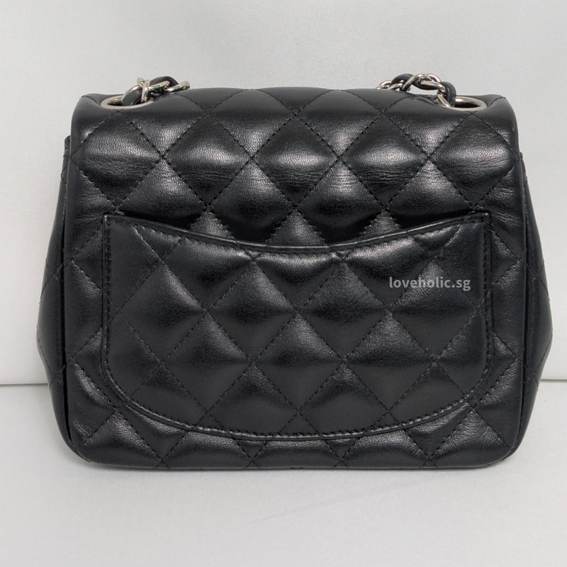 Chanel Classic Flap Mini Square | Black Lambskin Silver Hardware