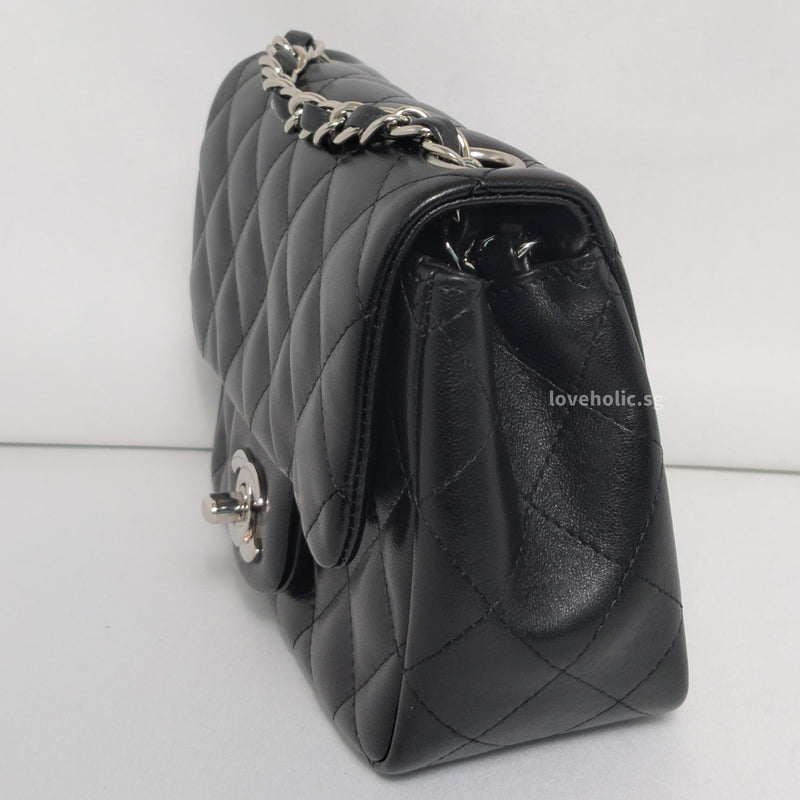 Chanel Classic Flap Mini Square | Black Lambskin Silver Hardware