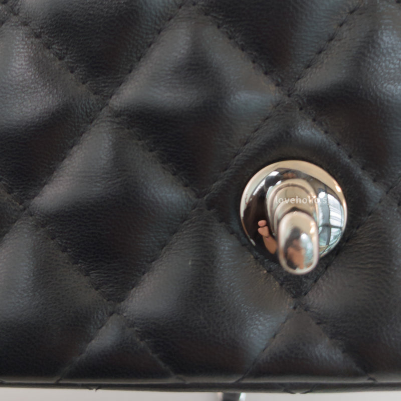 Chanel Classic Flap Mini Square | Black Lambskin Silver Hardware