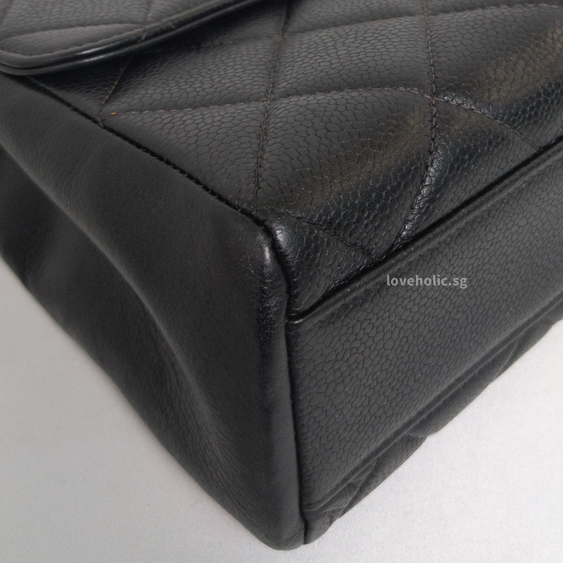 Chanel Vintage Flap Bag with Chain Small | Black Caviar 24K Gold Hardware