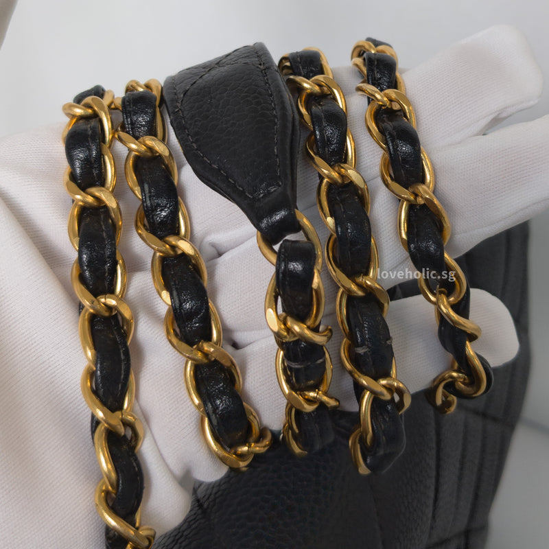 Chanel Vintage Flap Bag with Chain Small | Black Caviar 24K Gold Hardware