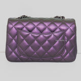 Chanel Classic Flap Mini Rectangle | 17S Iridescent Dark Purple Lambskin Ruthenium Hardware
