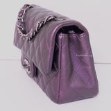 Chanel Classic Flap Mini Rectangle | 17S Iridescent Dark Purple Lambskin Ruthenium Hardware