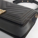 Chanel Boy Chervon Old Medium | Black Caviar Gold Hardware