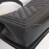 Chanel Boy Chervon Old Medium | Black Caviar Gold Hardware