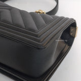 Chanel Boy Chervon Old Medium | Black Caviar Gold Hardware