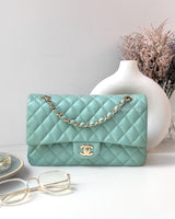 Chanel Classic Flap Medium | 19C/21S Tiffany Green Caviar Light Gold Hardware