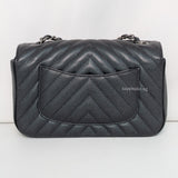 Chanel Classic Flap Chervon Mini Rectangle | 17B Black Caviar Ruthenium Hardware