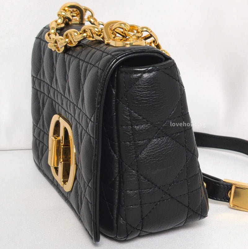 Dior Caro Small | Black Calfskin Gold Hardware