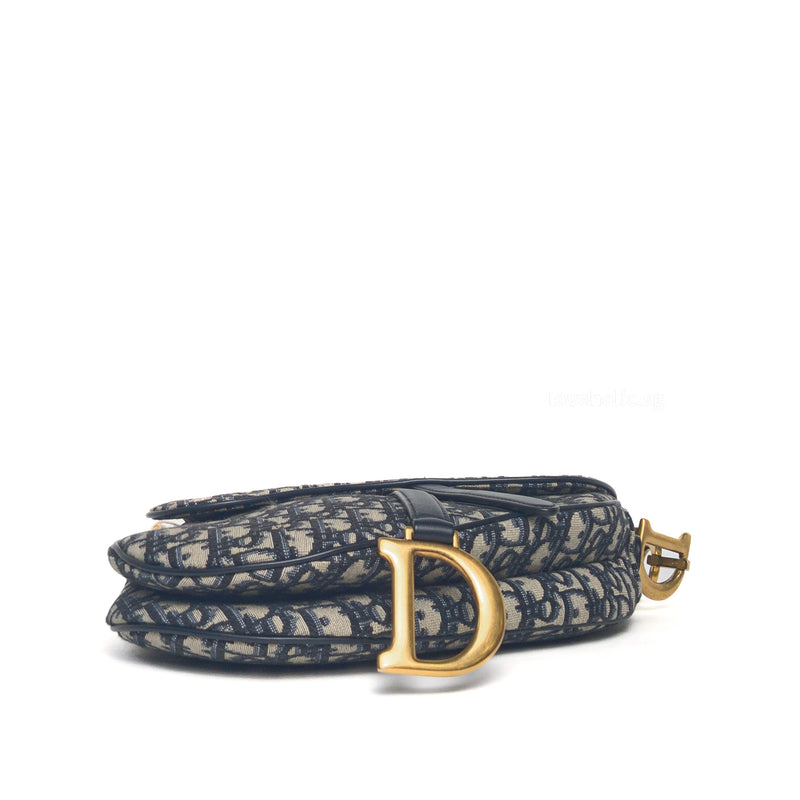 Dior Saddle Medium | Blue Dior Oblique Jacquard Fabric Gold Hardware