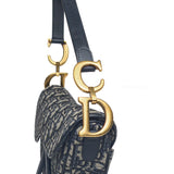 Dior Saddle Medium | Blue Dior Oblique Jacquard Fabric Gold Hardware