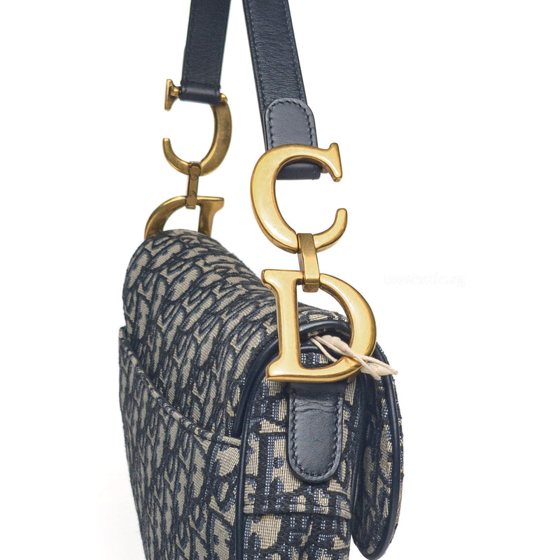 Dior Saddle Medium | Blue Dior Oblique Jacquard Fabric Gold Hardware