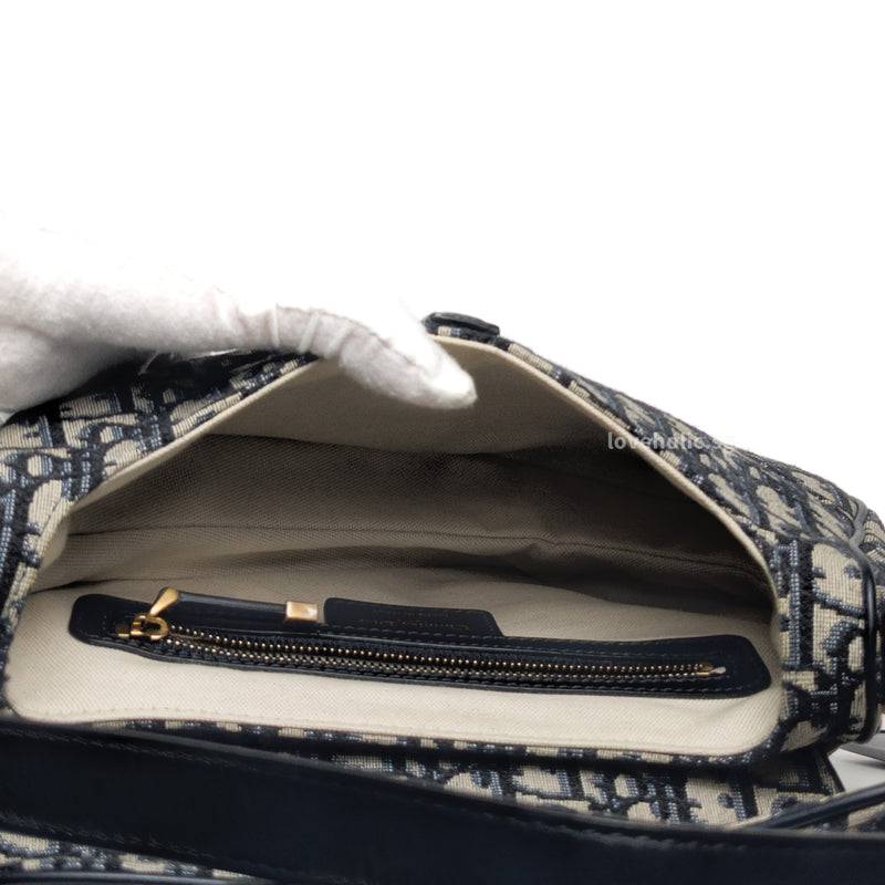 Dior Saddle Medium | Blue Dior Oblique Jacquard Fabric Gold Hardware