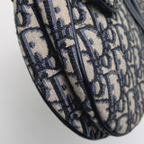 Dior Saddle Medium | Blue Dior Oblique Jacquard Fabric Brushed Gold Hardware-details