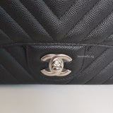 Chanel Classic Flap Chervon Mini Square | Black Caviar Silver Hardware