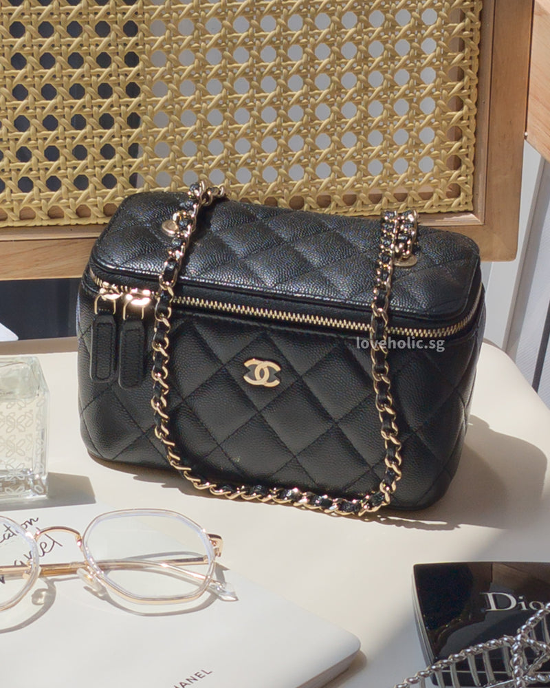 Chanel Vanity Bag with Chain  | Black Caviar Gold Hardware
