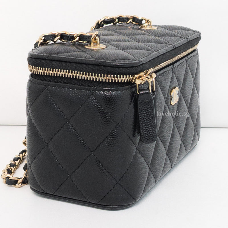 Chanel Vanity Bag with Chain  | Black Caviar Gold Hardware