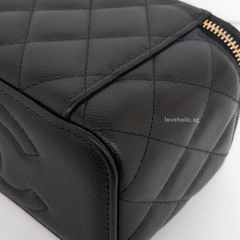 Chanel Vanity Bag with Chain  | Black Caviar Gold Hardware