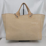 Chanel Deauville Shopping Tote Large | 22C Beige Fabric Silver Hardware