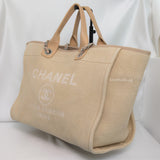 Chanel Deauville Shopping Tote Large | 22C Beige Fabric Silver Hardware
