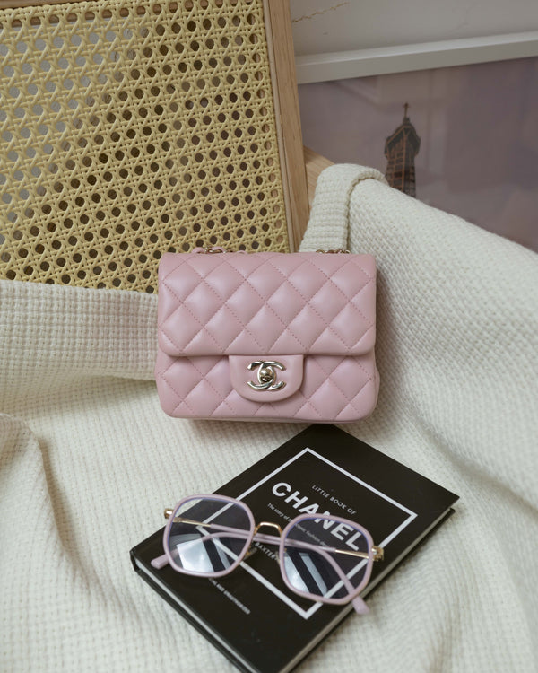 Chanel Classic Flap Mini Square | 21S Pink Lambskin Gold Hardware