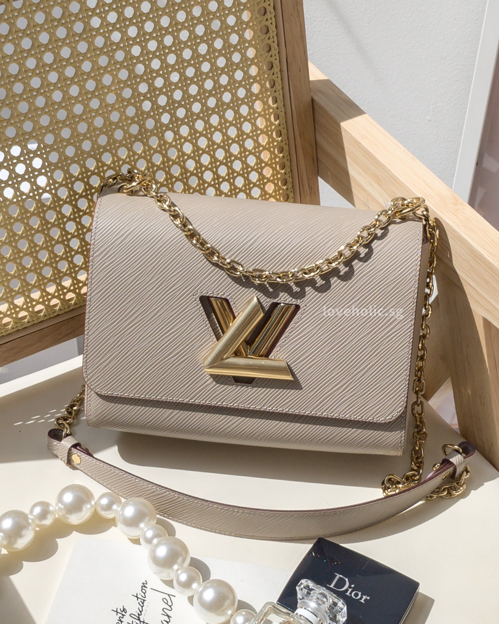 Louis Vuitton Twist MM | Grey Leather Gold Hardware-2424 – loveholic