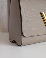Louis Vuitton Twist MM |  Grey  Leather Gold Hardware-details