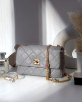 Chanel Mini Flap Jewels on Chain | 22B Grey Lambskin Gold Hardware