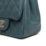 Chanel Classic Flap Mini Square | 17B Dark Green Caviar Silver Hardware