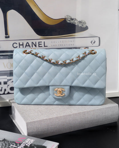 Classic Flap Medium | 22P Light Blue Caviar Gold Hardware