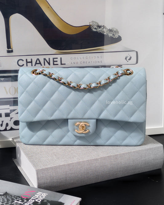 Classic Flap Medium | 22P Light Blue Caviar Gold Hardware